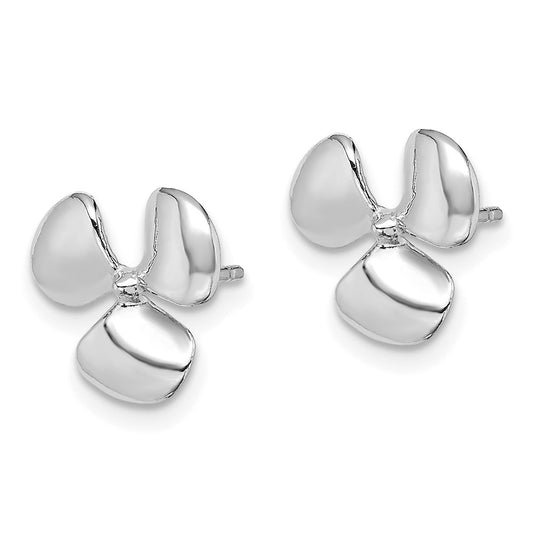 Exclusive 14K White Gold Propeller Earrings - Stylish 3-Blade Design, Affordable Price
