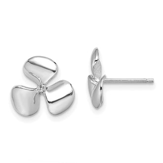 Exclusive 14K White Gold Propeller Earrings - Stylish 3-Blade Design, Affordable Price