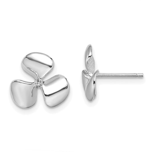 Exclusive 14K White Gold Propeller Earrings - Stylish 3-Blade Design, Affordable Price