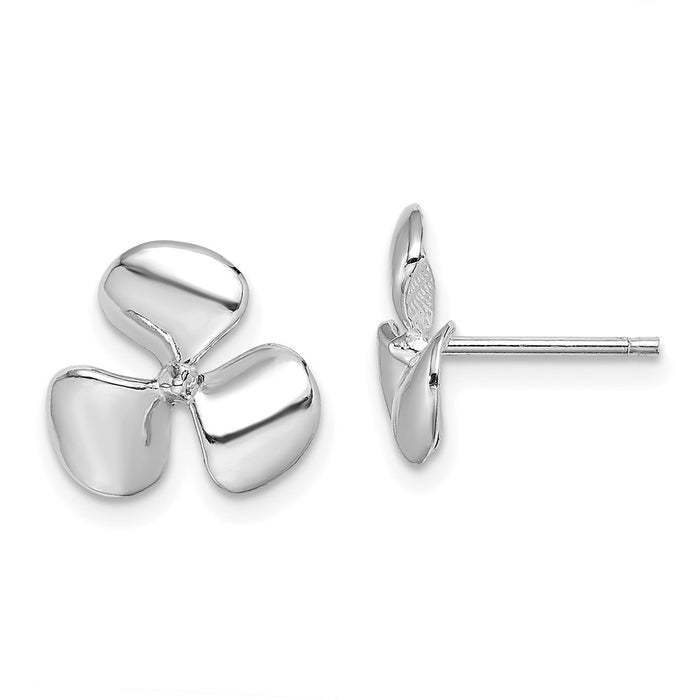 Exclusive 14K White Gold Propeller Earrings - Stylish 3-Blade Design, Affordable Price-1