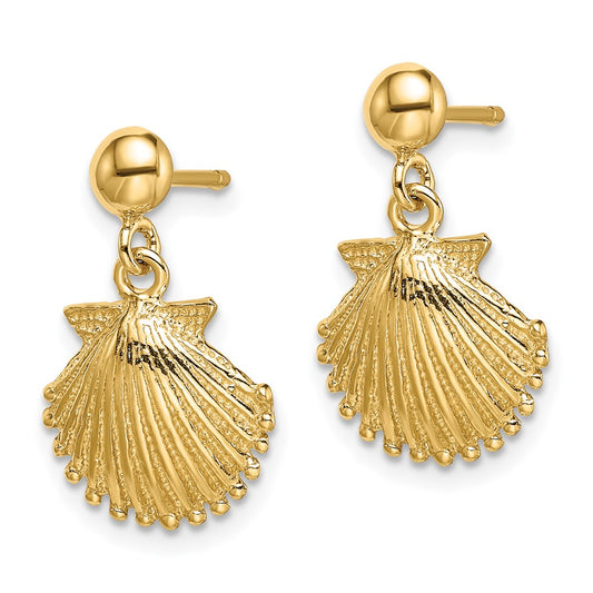 Shop Stylish 14K Gold Polished Scallop Shell Drop Earrings - Luxury Design