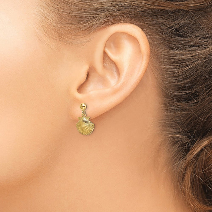 Shop Stylish 14K Gold Polished Scallop Shell Drop Earrings - Luxury Design-3