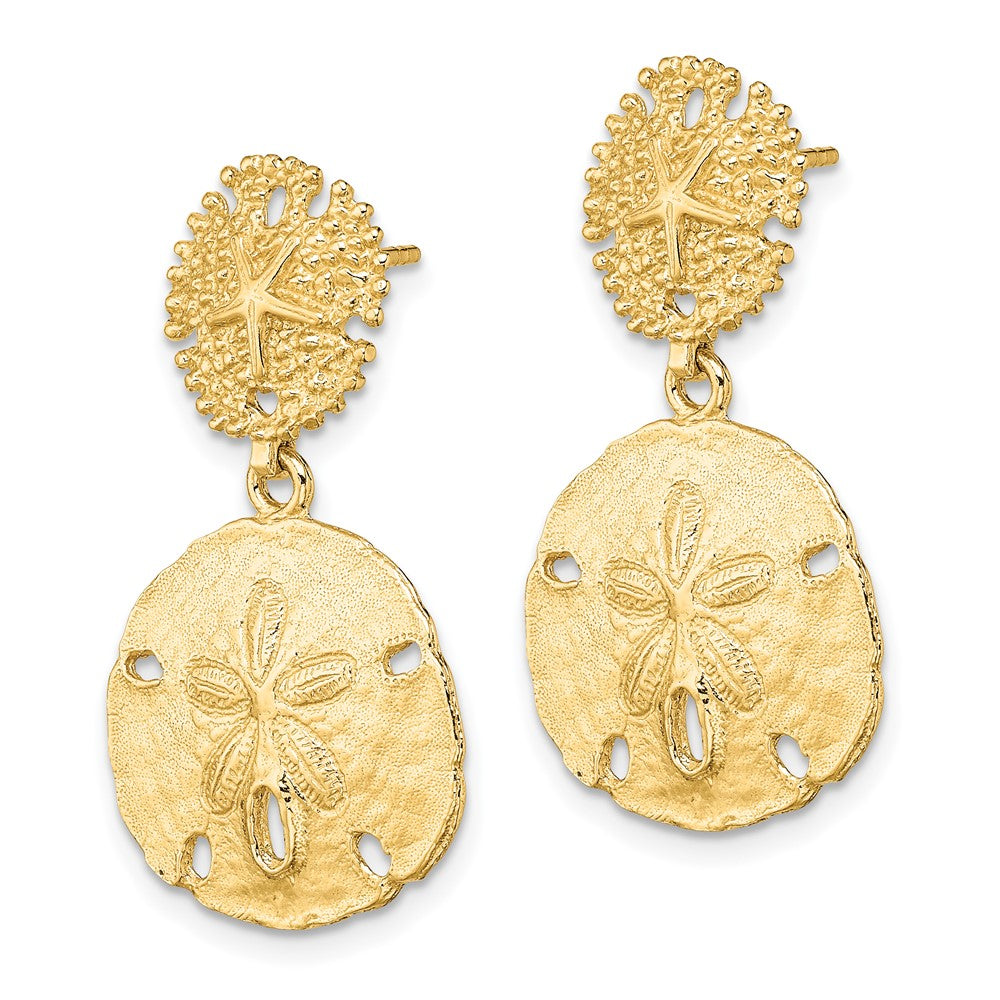 Shop Stylish 14K Gold Double Sand Dollar Drop Earrings - Affordable Luxury