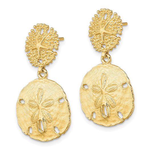 Shop Stylish 14K Gold Double Sand Dollar Drop Earrings - Affordable Luxury