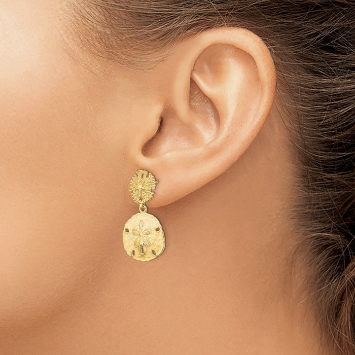 Shop Stylish 14K Gold Double Sand Dollar Drop Earrings - Affordable Luxury-3