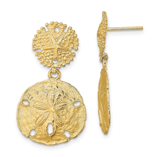 Shop Stylish 14K Gold Double Sand Dollar Drop Earrings - Affordable Luxury