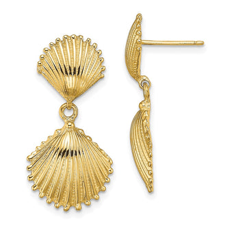 Shop Exclusive 14K Gold Polished Scallop Shell Drop Earrings - Stylish Luxury!