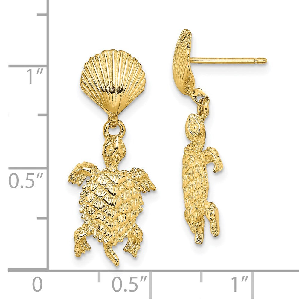 Shop Stylish 14K Gold Sea Turtle Drop Earrings | High-Quality Shell Design