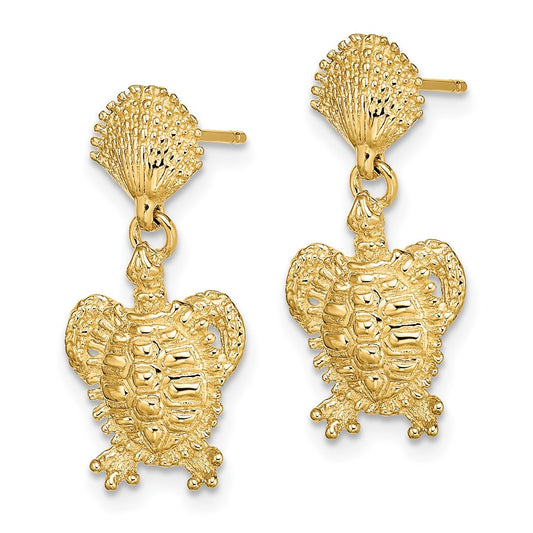 Order Stylish 14K Gold Shell and Turtle Drop Earrings - Luxury Value Accessory
