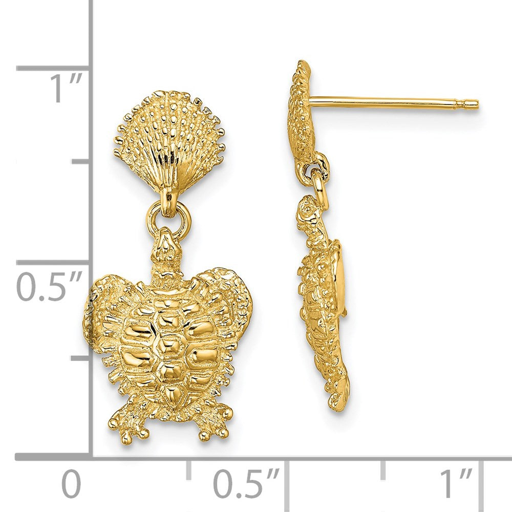Order Stylish 14K Gold Shell and Turtle Drop Earrings - Luxury Value Accessory