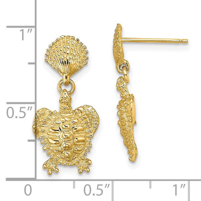 Order Stylish 14K Gold Shell and Turtle Drop Earrings - Luxury Value Accessory-4