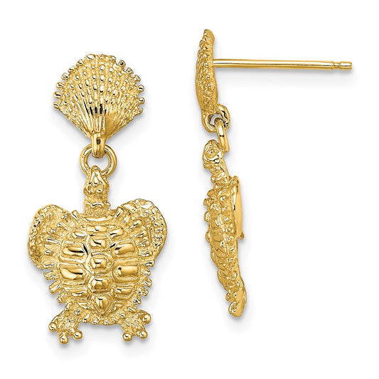 Order Stylish 14K Gold Shell and Turtle Drop Earrings - Luxury Value Accessory