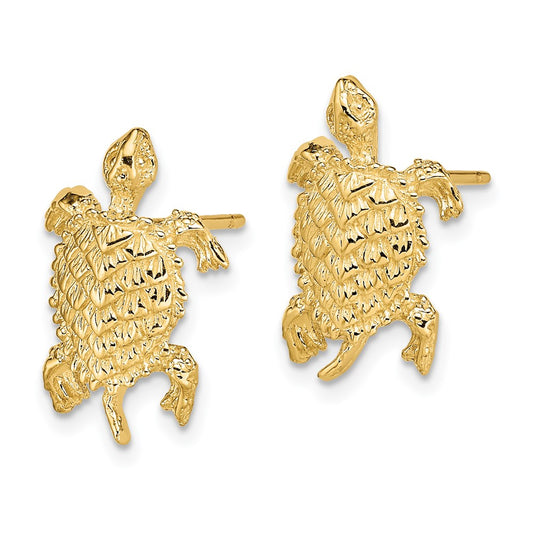 High-Quality Textured 14K Gold Land Turtle Post Earrings - Stylish Value!