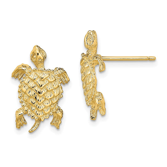 High-Quality Textured 14K Gold Land Turtle Post Earrings - Stylish Value!