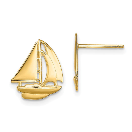 Buy Stylish 14K Gold Polished Sailboat Stud Earrings - Affordable Luxury Accessory