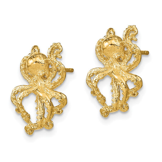 Order Stylish 14K Polished Octopus Post Earrings - 2D Design & Affordable Price