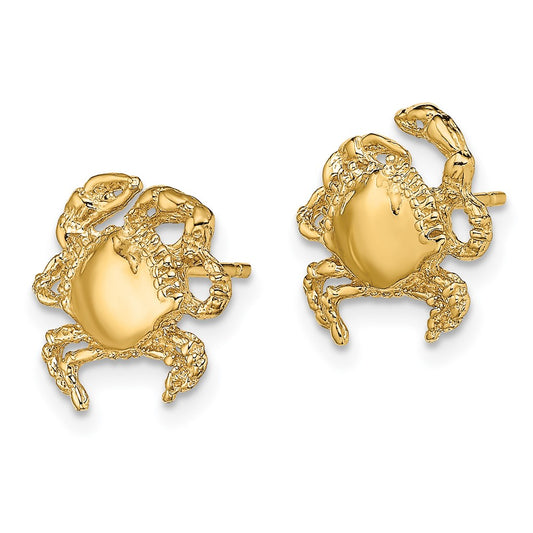 Buy Stylish 14K Gold Polished Crab Post Earrings - 2D Design, Affordable Price