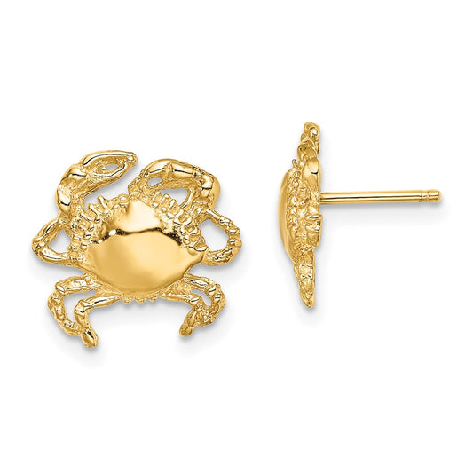 Buy Stylish 14K Gold Polished Crab Post Earrings - 2D Design, Affordable Price
