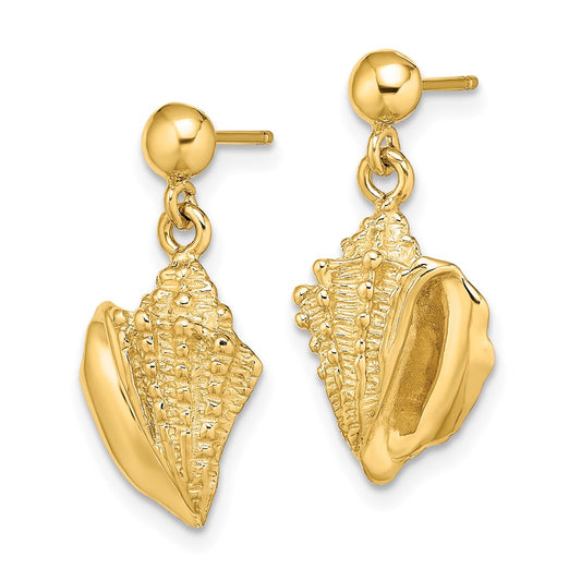 Shop Stylish 14K Gold Conch Shell Drop Earrings - High-Quality Accessory at Value