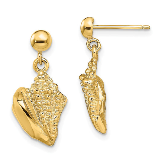 Shop Stylish 14K Gold Conch Shell Drop Earrings - High-Quality Accessory at Value