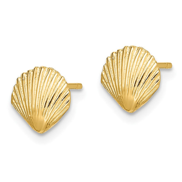 14K Gold Scallop Shell Stud Earrings - Style GR1-1020007
