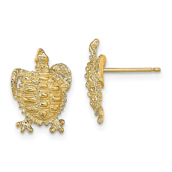 14K Gold Turtle Stud Earrings - Style GR1-1020015