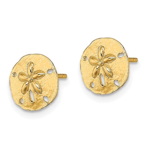 14K Gold Mini Sand Dollar Stud Earrings - Style GR1-1011581