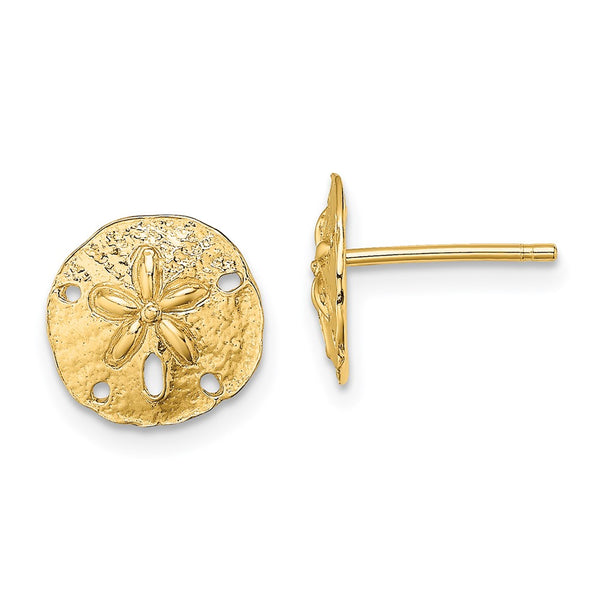 14K Gold Mini Sand Dollar Stud Earrings - Style GR1-1011581