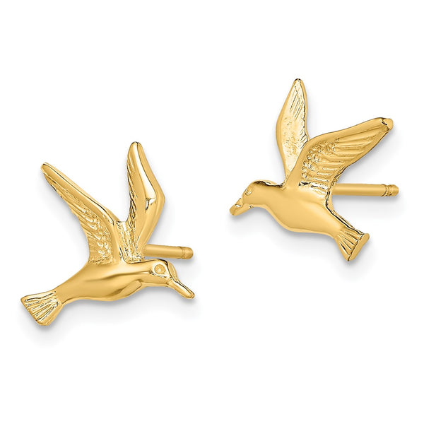 14K Gold Polished Seagull Stud Earrings