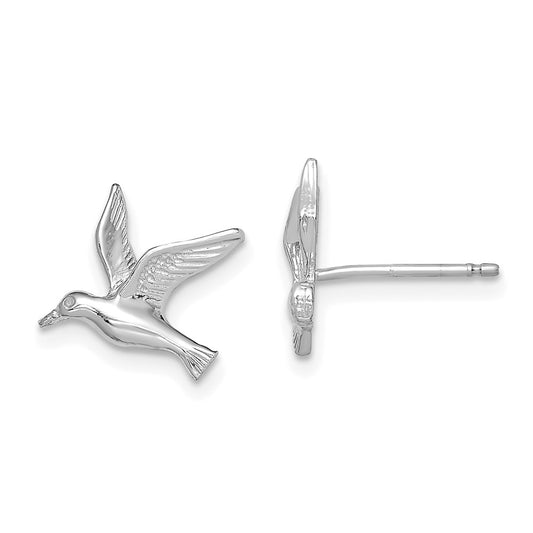 Buy Stylish Polished Seagull Post Earrings in 14K White Gold - Affordable Luxury!
