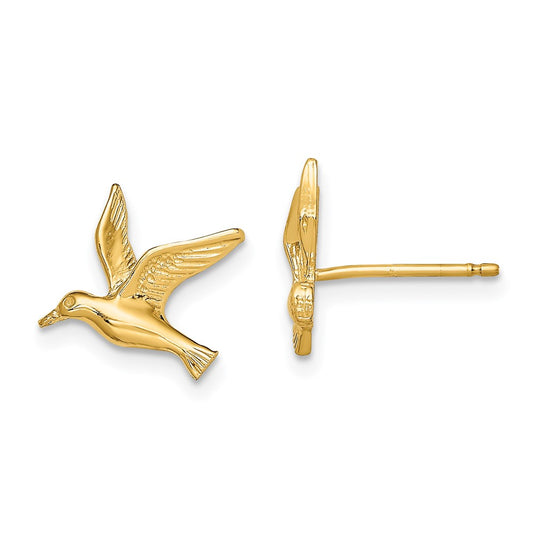 Shop Exclusive 14K Gold Polished Seagull Stud Earrings - Stylish & Affordable!