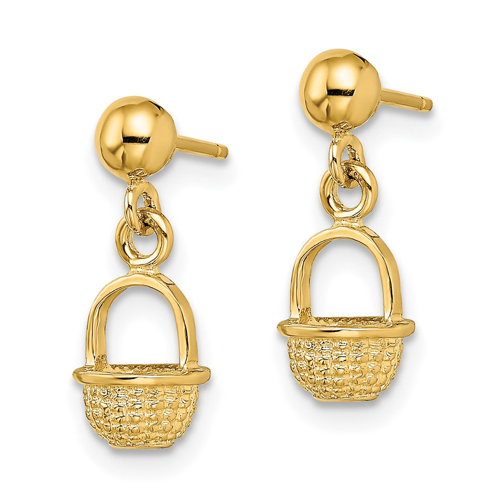 Exclusive 14K Gold 3D Mini Basket Drop Earrings - Affordable Luxury Jewelry