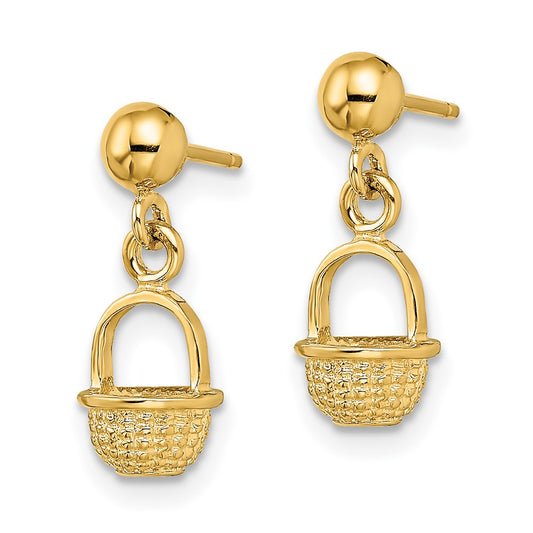 Exclusive 14K Gold 3D Mini Basket Drop Earrings - Affordable Luxury Jewelry