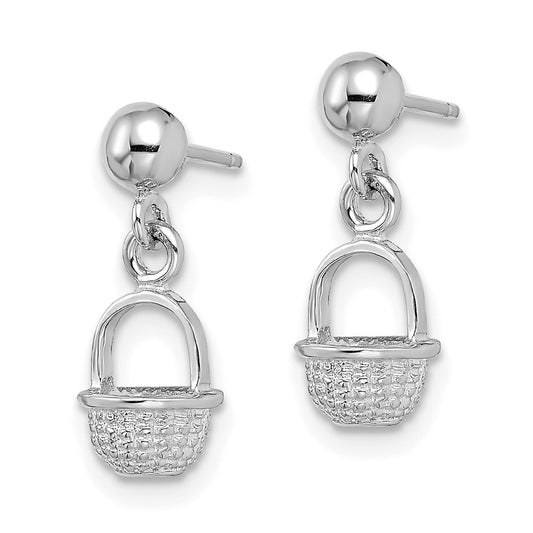 Shop 14K White Gold 3D Mini Basket Drop Earrings | Stylish & Affordable!