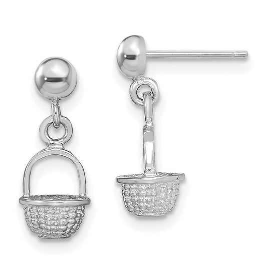 Shop 14K White Gold 3D Mini Basket Drop Earrings | Stylish & Affordable!