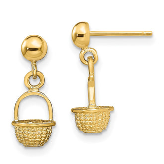 Exclusive 14K Gold 3D Mini Basket Drop Earrings - Affordable Luxury Jewelry