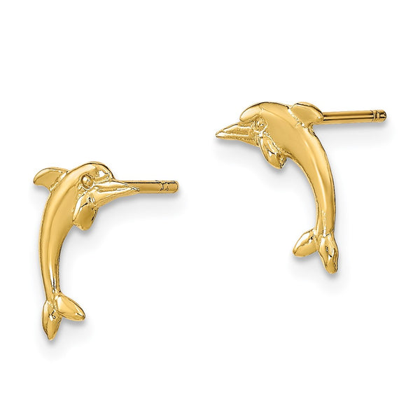 14K Gold Dolphin Stud Earrings - Style GR1-1020027