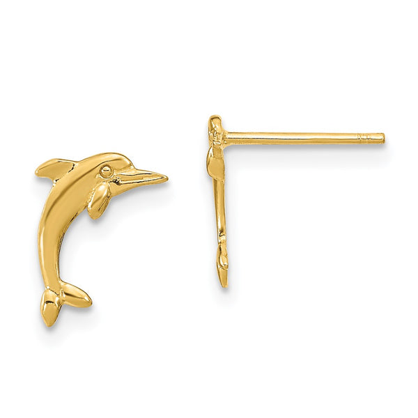 14K Gold Dolphin Stud Earrings - Style GR1-1020027