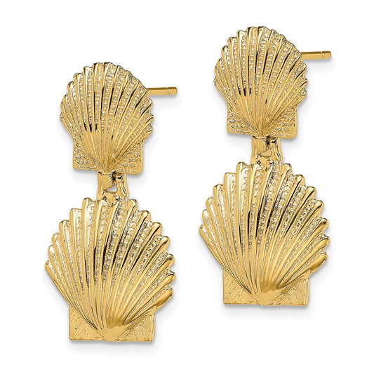 Shop 14K Gold Double Scalloped Shell Stud Earrings - Stylish & Affordable!