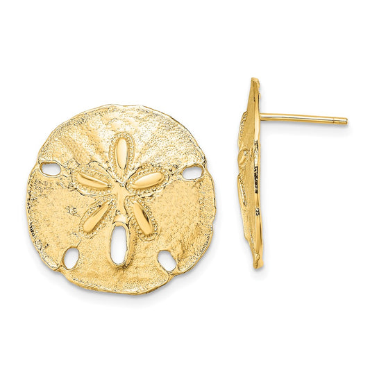Exclusive 14K Gold Polished Sand Dollar Stud Earrings - Stylish Value at 0.85mm