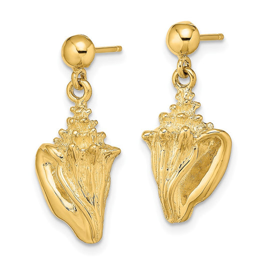 Buy Stylish 14K Gold Conch Shell Drop Earrings - Lightweight & Affordable Luxury