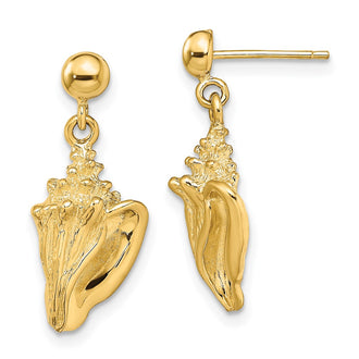 Buy Stylish 14K Gold Conch Shell Drop Earrings - Lightweight & Affordable Luxury