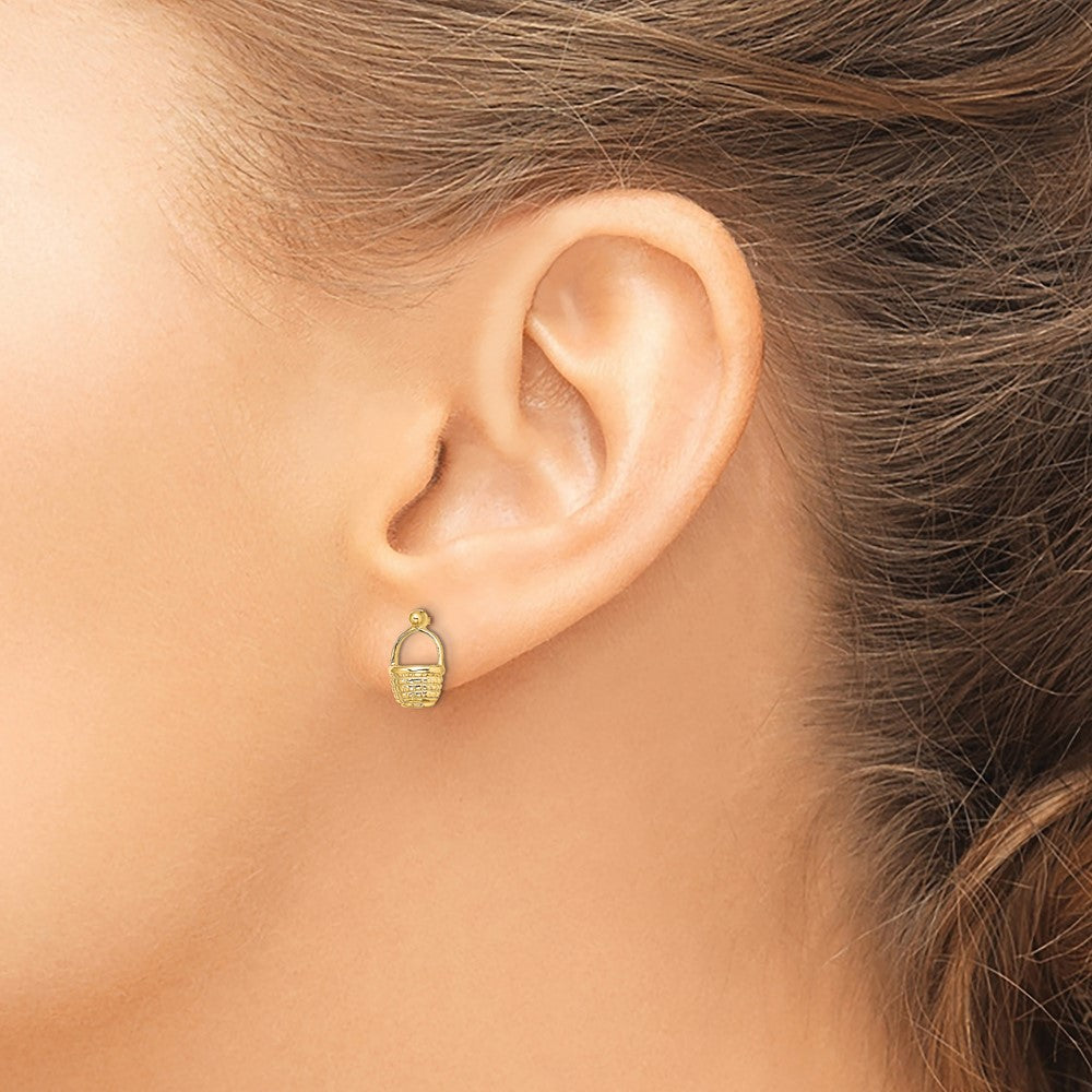 Exclusive 14K Gold Mini Basket Flat Back Stud Earrings - Stylish & Affordable!