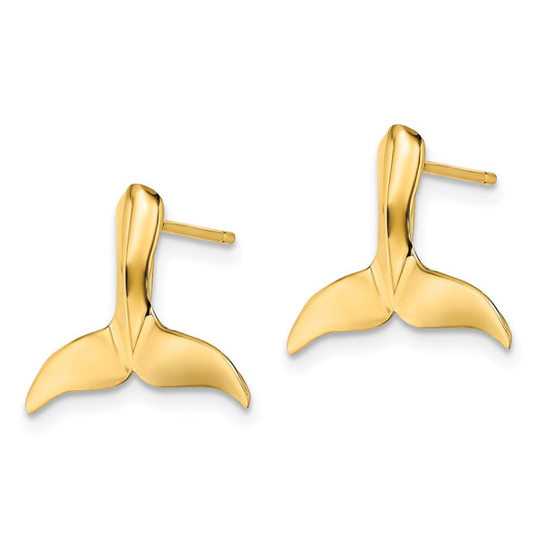 14K Gold Whale Tail Stud Earrings - Style GR1-1020038