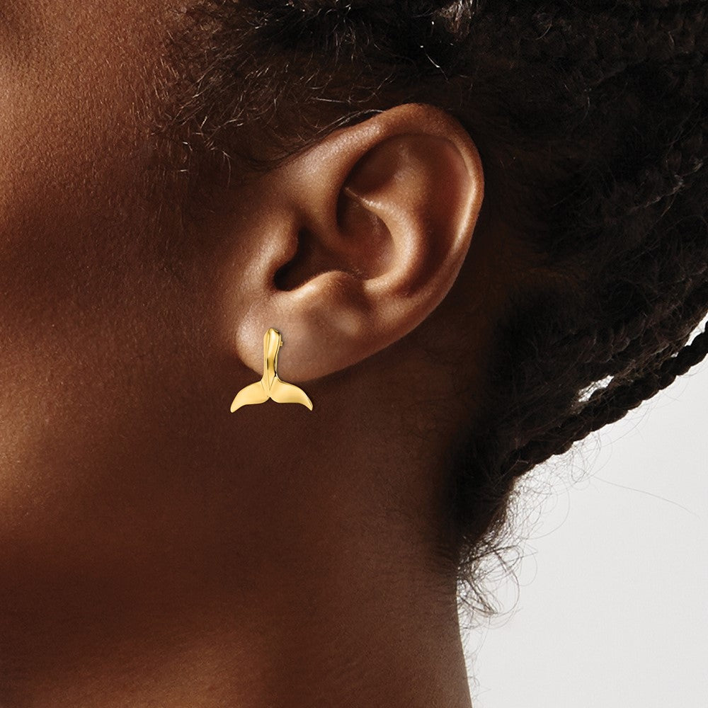 Exclusive 14K Gold Whale Tail Stud Earrings - Stylish & Affordable Design