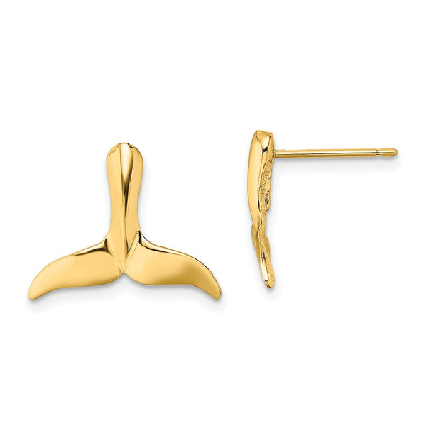 14K Gold Whale Tail Stud Earrings - Style GR1-1020038