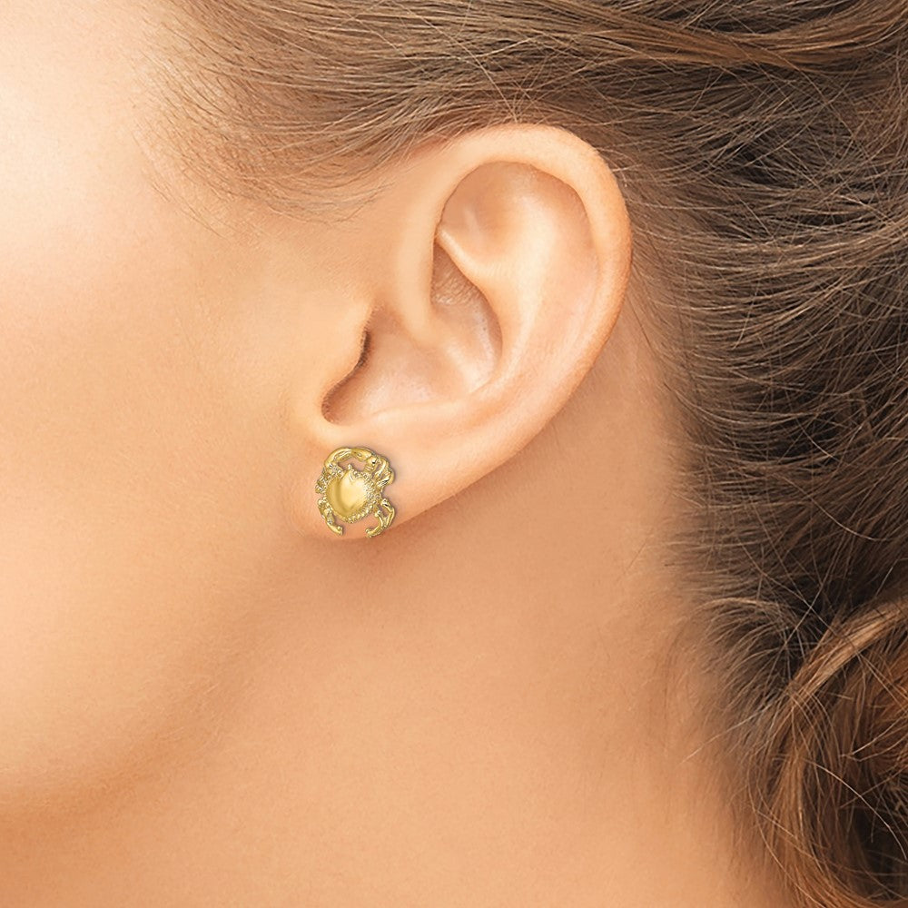 Exclusive 14K Gold Crab Post Earrings - 2D Design, Stylish & Affordable!