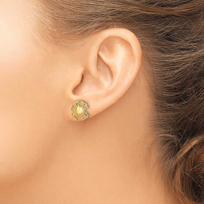 Exclusive 14K Gold Crab Post Earrings - 2D Design, Stylish & Affordable!-3