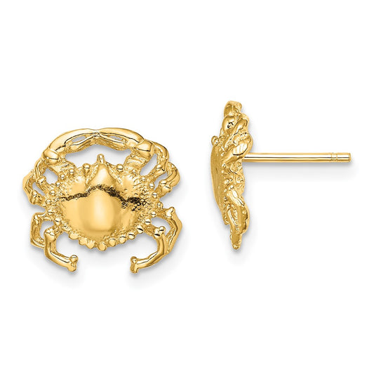 Exclusive 14K Gold Crab Post Earrings - 2D Design, Stylish & Affordable!