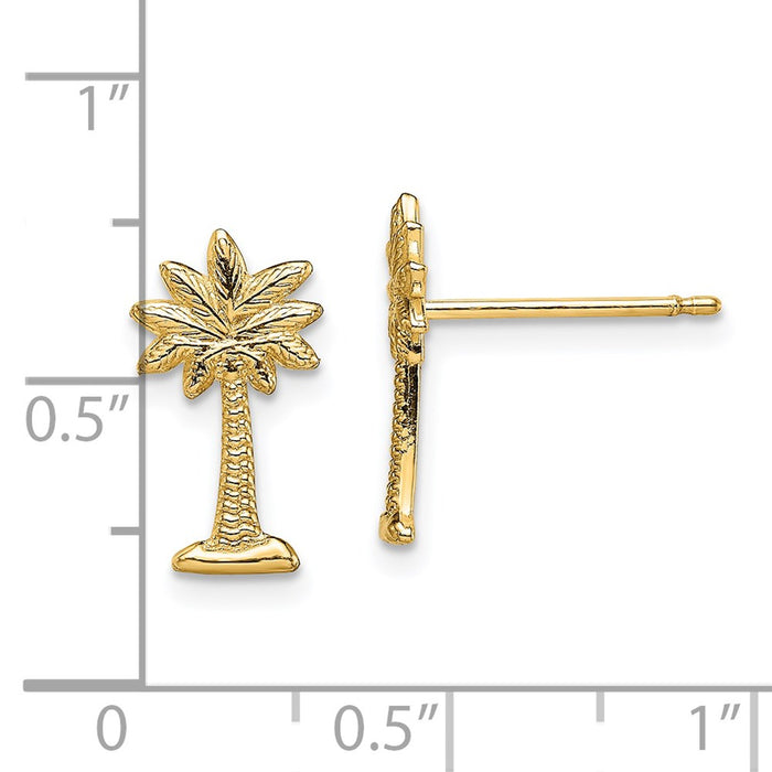 Exclusive 14K Gold Mini Palmetto Palm Tree Stud Earrings - Stylish & Affordable-4